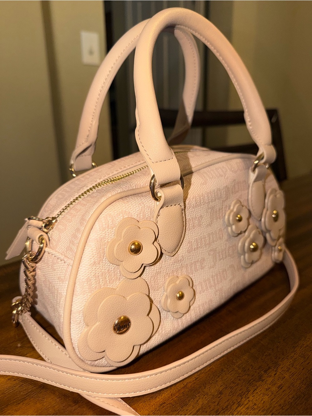 Juicy Couture Women's Small Bowler Purse with Floral Accents - Picture 1 of 4